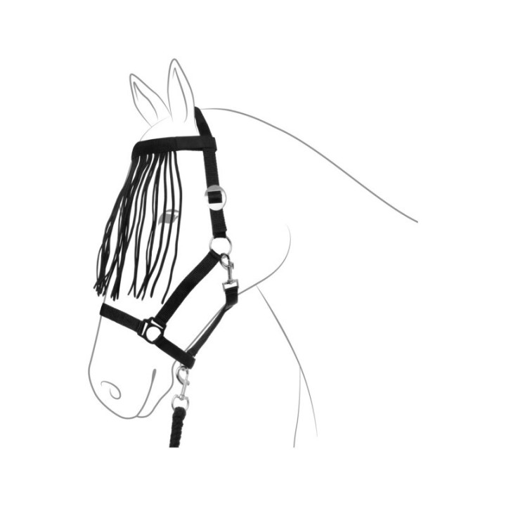 GOLDHORSE Halfterset mit Strick & Fliegenfransen