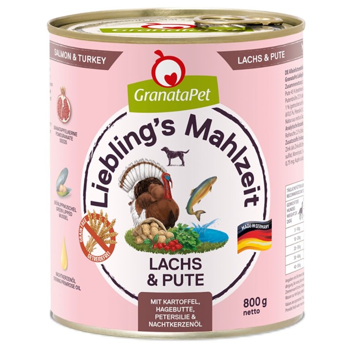 GranataPet Liebling's Mahlzeit 6 x 800 g - Lachs & Pute mit Kartoffel