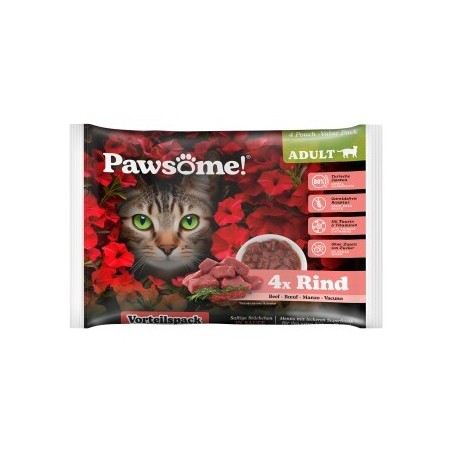 Pets Nature GmbH Pawsome Adult Flowpack Rind 4x85 g