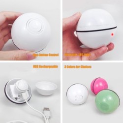 Interaktives Katzenspielzeug, USB-wiederaufladbarer LED-Rollball, selbstdrehend, kratzfest rosa