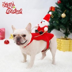 Weihnachtsmann-Kostüm reitet auf Hund, Weihnachten, Haustiere, Kleidung, Welpe, Weihnachtsmantel, süßer warmer Mantel, Hund X