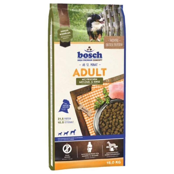 BOSCH Adult mit frischem Geflügel & Hirse 15 kg