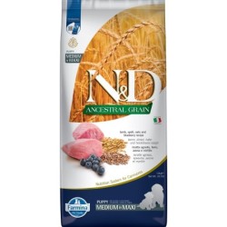 FARMINA N&D Ancestral Grain Dog Lamb & Blueberry Puppy Medium & Maxi 12 kg für Welpen mittlerer und großer Rassen