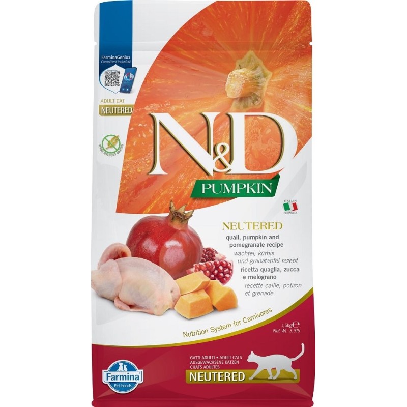 FARMINA N&D Pumpkin Quail & Pomegranate Neutered Cat 1.5 kg