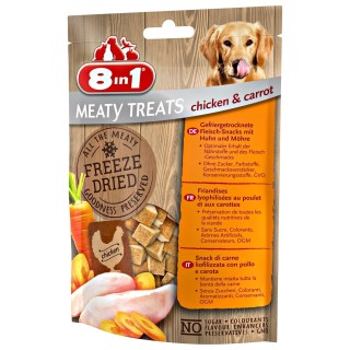 8in1 Meaty Treats Gefriergetrocknete Fleisch-Snacks Huhn & Möhre 50 g