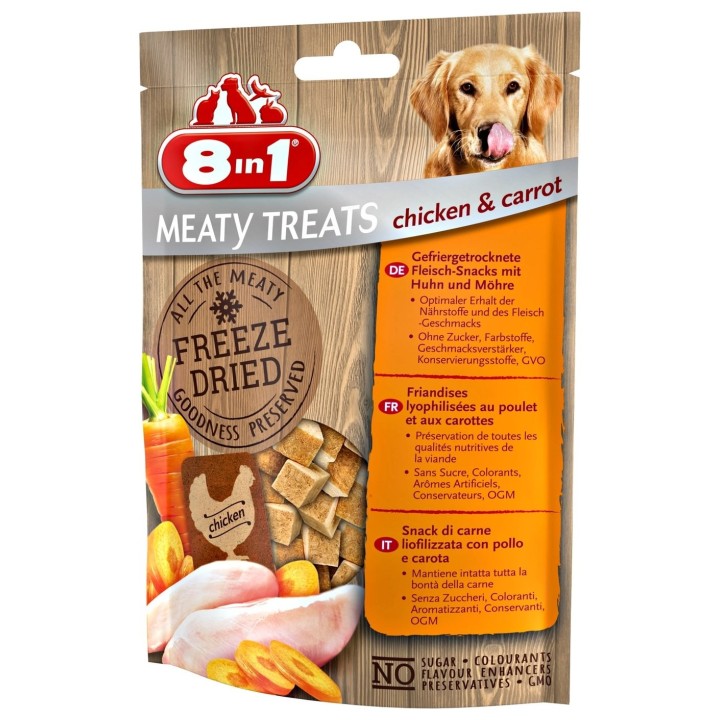 8in1 Meaty Treats Gefriergetrocknete Fleisch-Snacks Huhn & Möhre 50 g