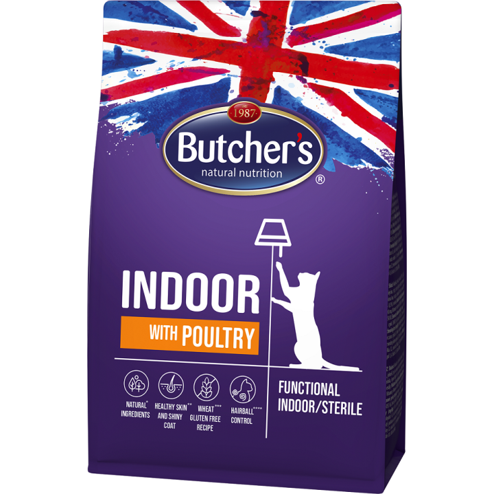 BUTCHER'S Functional Cat Dry Indoor für Wohnungskatzen mit Geflügel 800 g