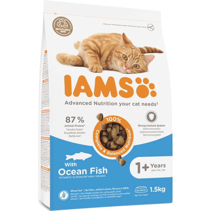 IAMS for Vitality mit Meeresfischen für ausgewachsene Katzen 1,5 kg