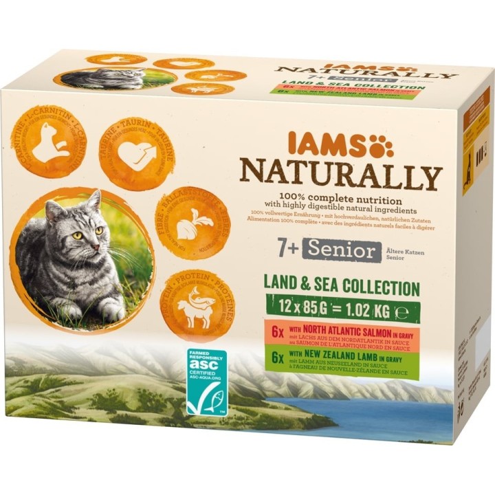 IAMS Naturally Cat Land & sea collection 12 x 85 g