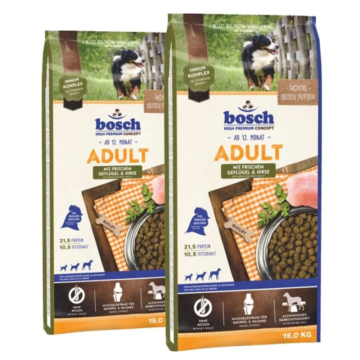 BOSCH Adult mit frischem Geflügel & Hirse 30 kg (2 x 15 kg)