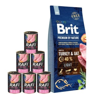 BRIT Premium By Nature Light 15 kg + Nassfutter mit Pute 6x400 g