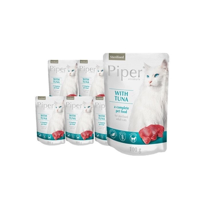 DOLINA NOTECI PIPER Thunfischbeutel 10x100g Nassfutter für Katzen nach der Sterilisation