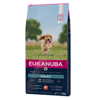 EUKANUBA Small & Medium Breeds Salmon & Barley Trockenfutter für Hunde kleiner und mittelgroßer Rassen 12 kg
