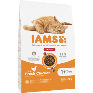 IAMS For Vitality Indoor Trockenfutter mit Huhn für ausgewachsene Katzen zu Hause 10 kg