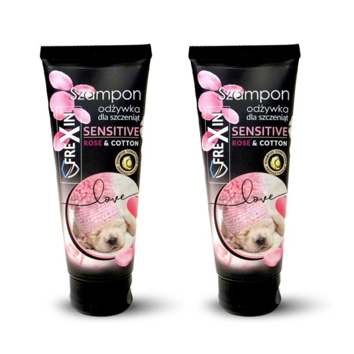FREXIN Sensitive Welpenshampoo und Pflegespülung Rose & Baumwolle 2x220 g