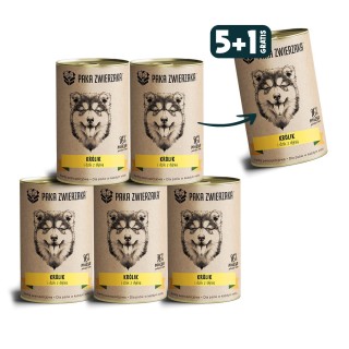 PAKA ZWIERZAKA Kaninchen- und Wildschweinfutter mit Kürbis für Hunde 6 x 400 g