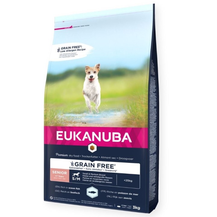 EUKANUBA Grain Free Senior Small/medium ocean fish 3 kg