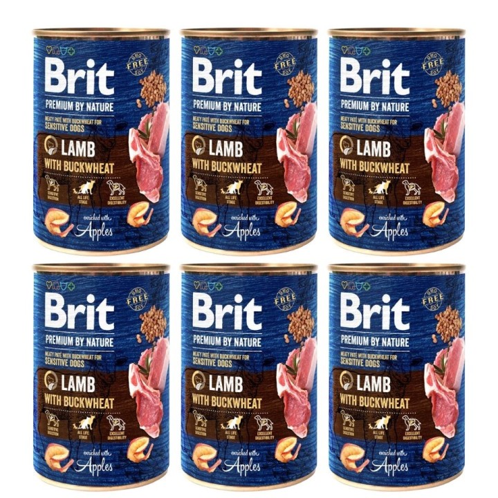 BRIT Premium by Nature Lamm und Buchweizen 6x400 g natürliches Hundefutter