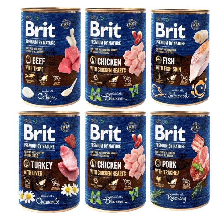 BRIT Premium by Nature Geschmacksmischung 6x400 g natürliches Hundefutter