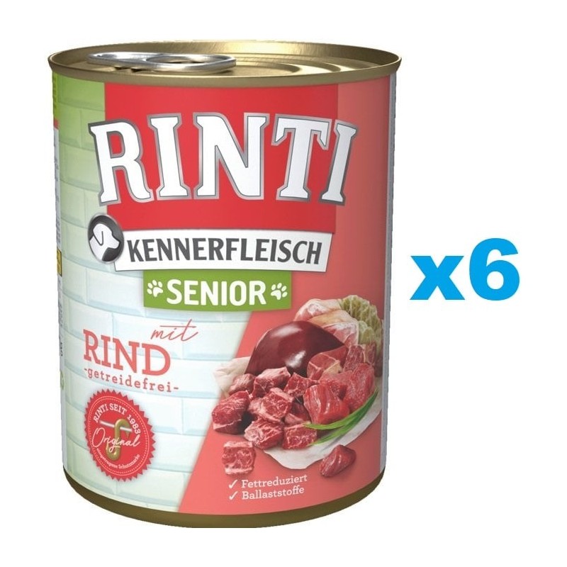 RINTI Kennerfleisch Senior 6x800g mit Rindfleisch für ältere Hunde