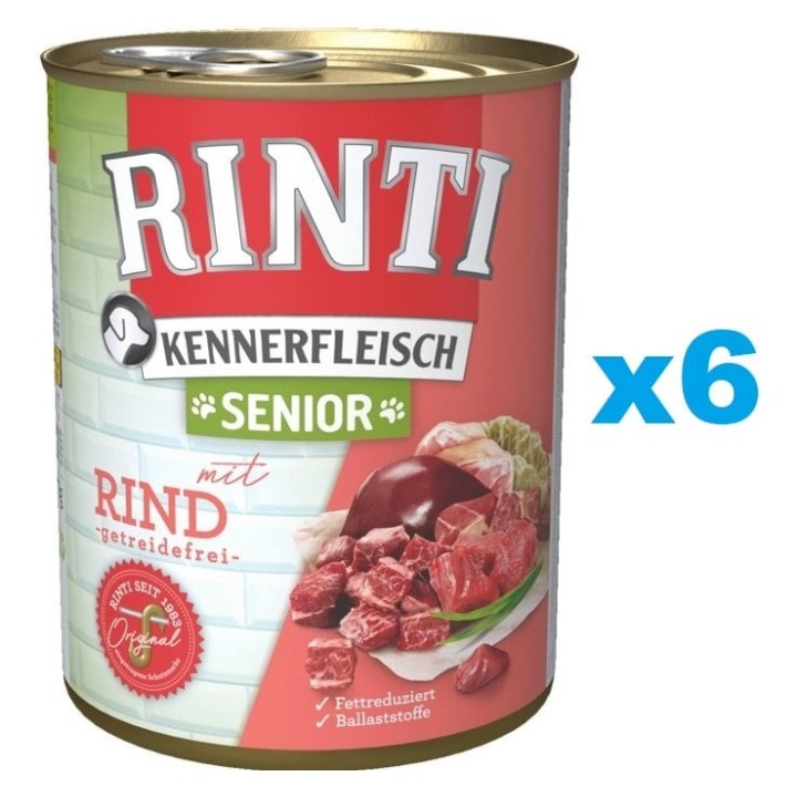 RINTI Kennerfleisch Senior 6x800g mit Rindfleisch für ältere Hunde