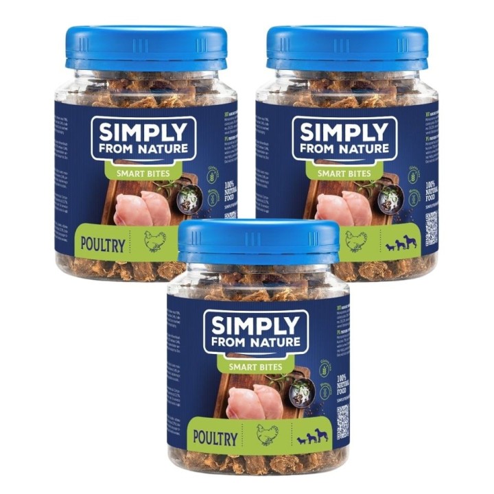 SIMPLY FROM NATURE Smart Bites Geflügel für Hunde 3x130 g