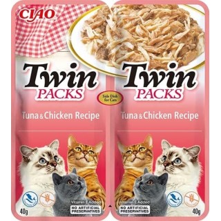 INABA Twin Thunfisch mit Huhn in Brühe für Katzen 2x40 g