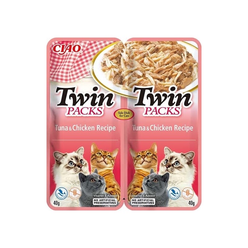 INABA Twin Thunfisch mit Huhn in Brühe für Katzen 2x40 g