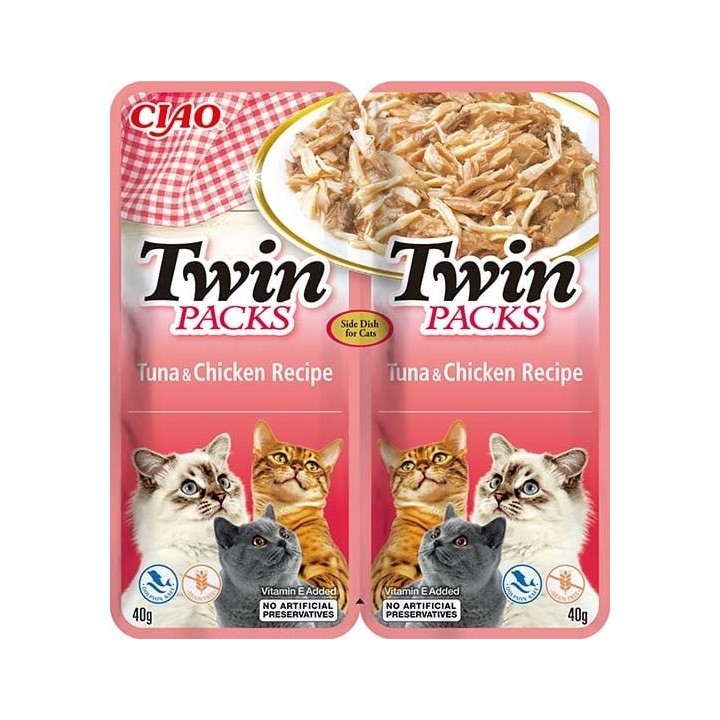 INABA Twin Thunfisch mit Huhn in Brühe für Katzen 2x40 g
