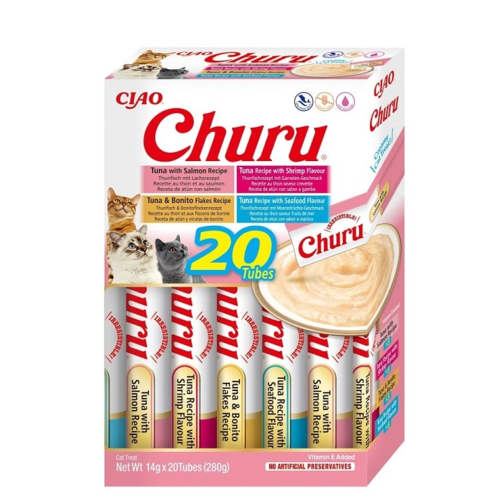 INABA Churu Variety Seafood Meeresfrüchte für Katzen Multibox 20x14 g (280 g)