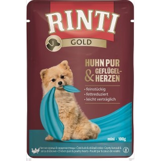 RINTI Chicken Pure&Poultry hearts Mini Hühner- und Geflügelherzbeutel für kleine Rassen 100 g