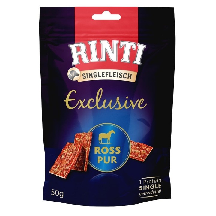 RINTI Singlefleisch Exclusive Snack Horse Leckerli aus Pferdefleisch für Hunde 50 g