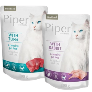 PIPER Sterilised Kaninchen Thunfisch 24x100 g Nassfutter für Katzen nach Sterilisation