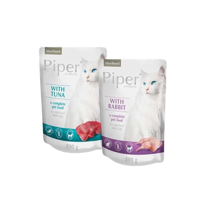 PIPER Sterilised Kaninchen Thunfisch 24x100 g Nassfutter für Katzen nach Sterilisation