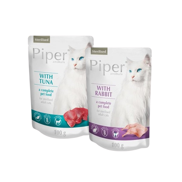 PIPER Sterilised Kaninchen Thunfisch 24x100 g Nassfutter für Katzen nach Sterilisation