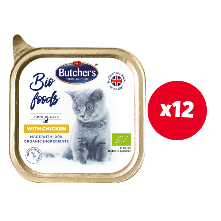 BUTCHER'S BIO foods Hühnerpastete für Katzen 12 x 85 g