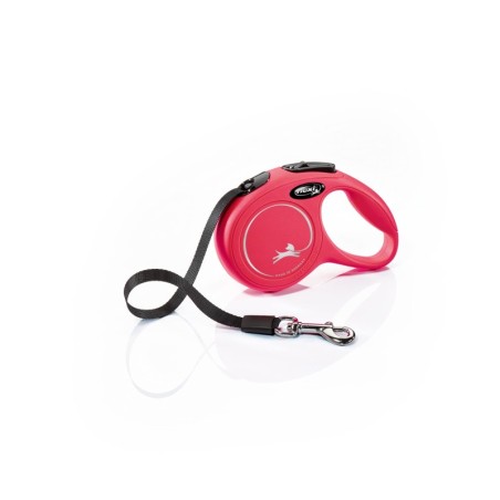 FLEXI CLASSIC Ausziehbare Leine 3 m mit BAND GRÖSSE XS BIS 12 kg Farbe Rot NAYECO