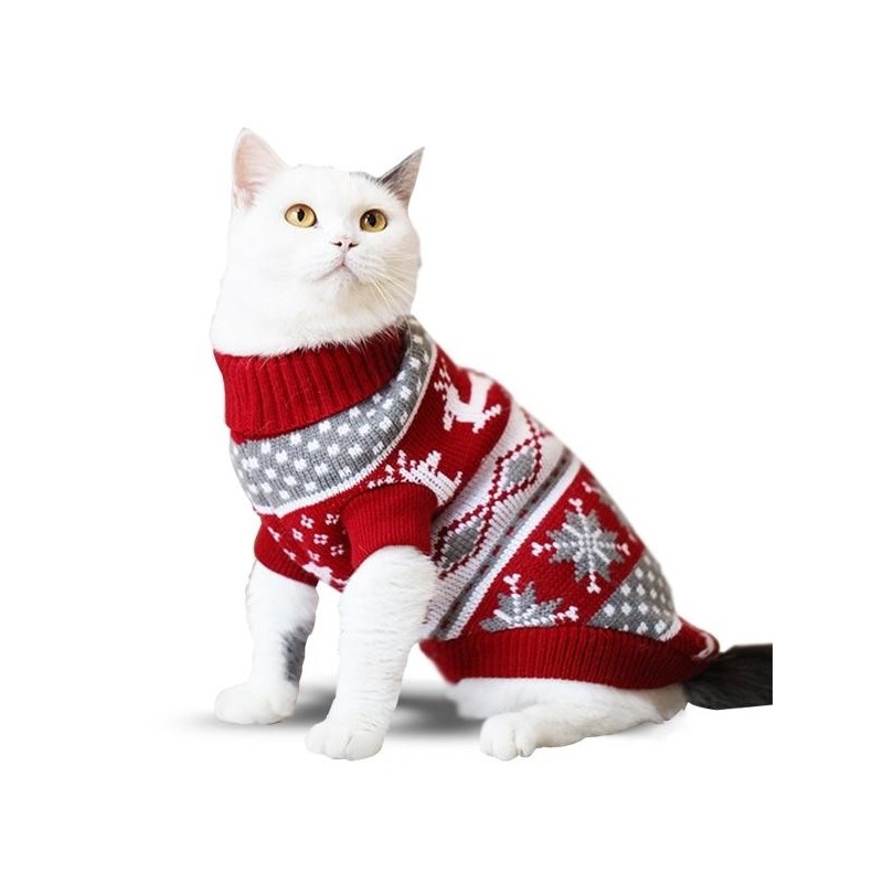 Marineblaue Schneeflocke-Katzen- und Hundeweihnachtshaustier-Strickjacke