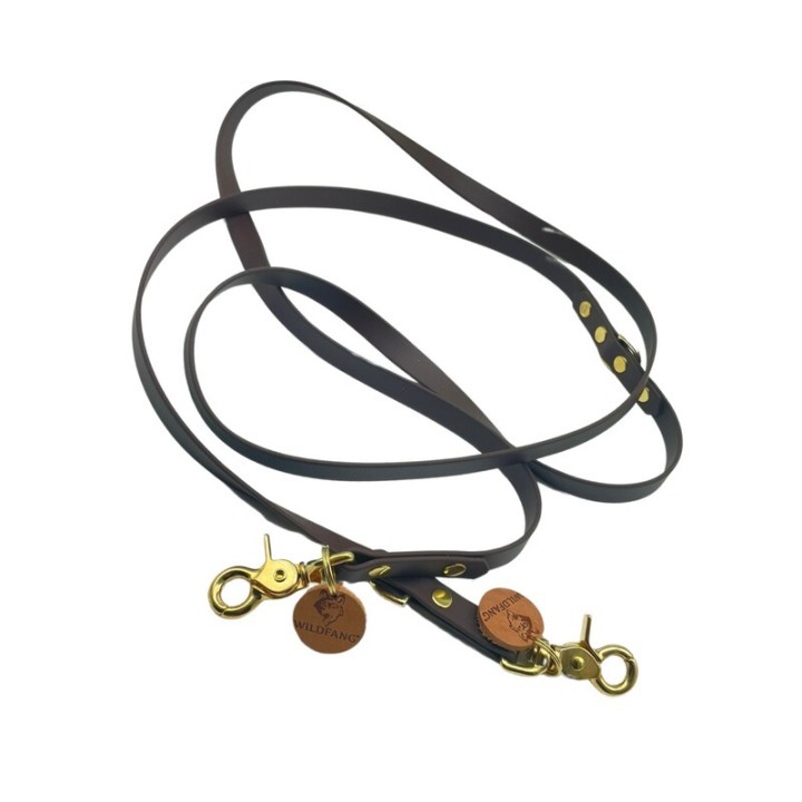 Wildfang Hundeleine "Naturgeflüster" aus U.S. Biothane und Lederbutton mit Wildfang Logo (19 mm breit / 2,60 m lang)