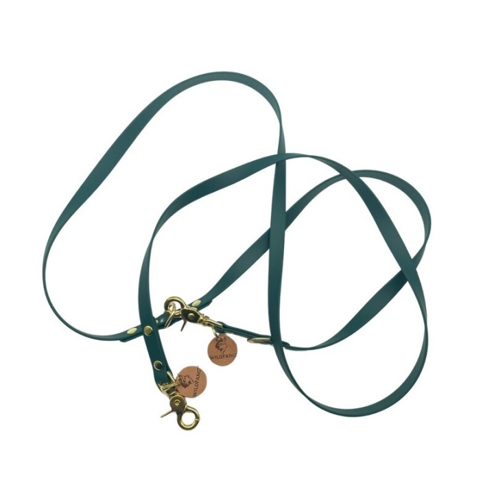 Wildfang Hundeleine "Waldgeflüster" aus U.S. Biothane und Lederbutton mit Wildfang Logo (19 mm breit / 2,60 m lang)