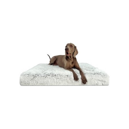 Tierlando ® Orthopädische Hundematratze PITT Shaggy ORTHO PLUS weiß/ grau 1,2 m, 13 cm, 90 cm