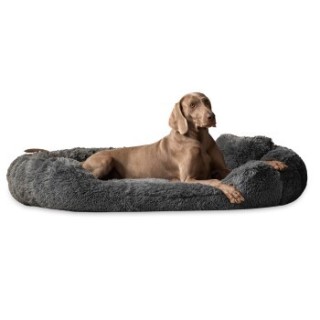 Tierlando ® Orthopädisches Hundebett PAMELA Shaggy kuscheliger Langflor schwarz/ graphit 1,75 m, 20 cm, 1,15 m