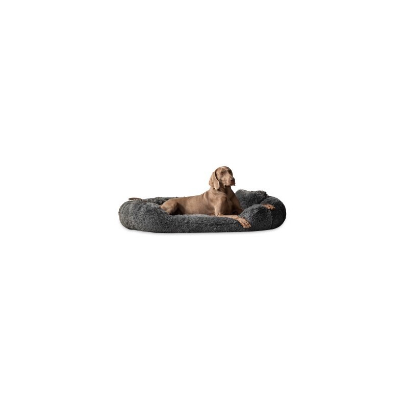 Tierlando ® Orthopädisches Hundebett PAMELA Shaggy kuscheliger Langflor schwarz/ graphit 1,75 m, 20 cm, 1,15 m