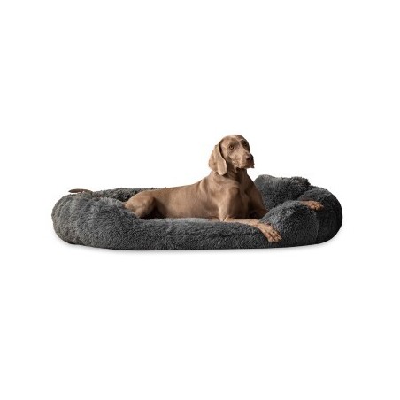 Tierlando ® Orthopädisches Hundebett PAMELA Shaggy kuscheliger Langflor schwarz/ graphit 1,75 m, 20 cm, 1,15 m