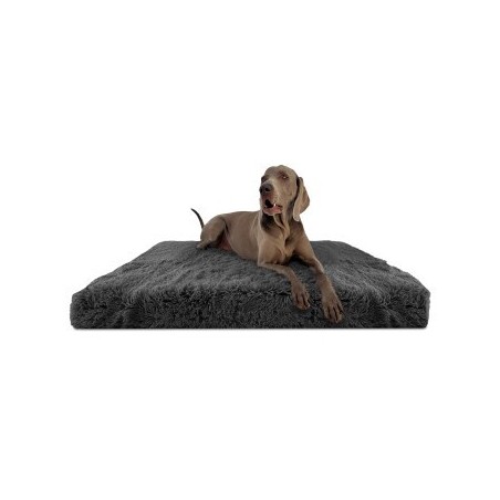 Tierlando ® Orthopädische Hundematratze PITT Shaggy ORTHO PLUS schwarz/ graphit 1,5 m, 13 cm, 1 m