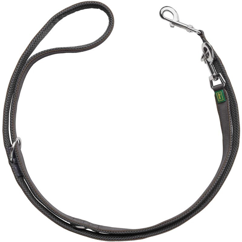 Hunter Verstellbare Führleine Divo braun/ grau 1,5 cm, 2 m