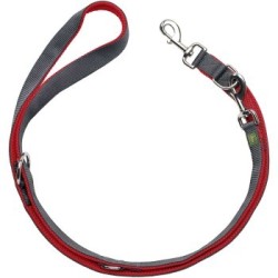 Hunter Verstellbare Führleine Maldon rot/ grau 2 cm