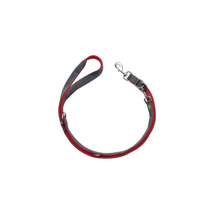Hunter Verstellbare Führleine Maldon rot/ grau 2 cm