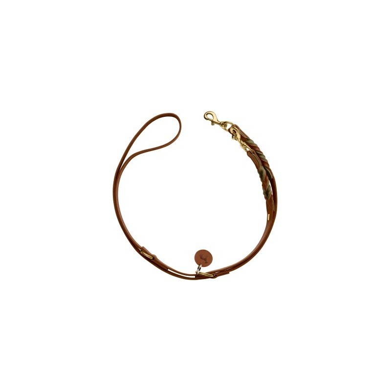 Hunter Verstellbare Führleine Solid Education Duo cognac L-XL