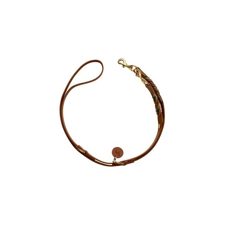 Hunter Verstellbare Führleine Solid Education Duo cognac L-XL